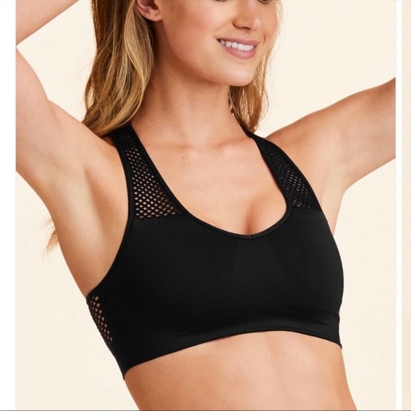 alala Black Essential Seamless Mesh Stretch Sports Yoga Bra XSmall - Picture 1 of 4